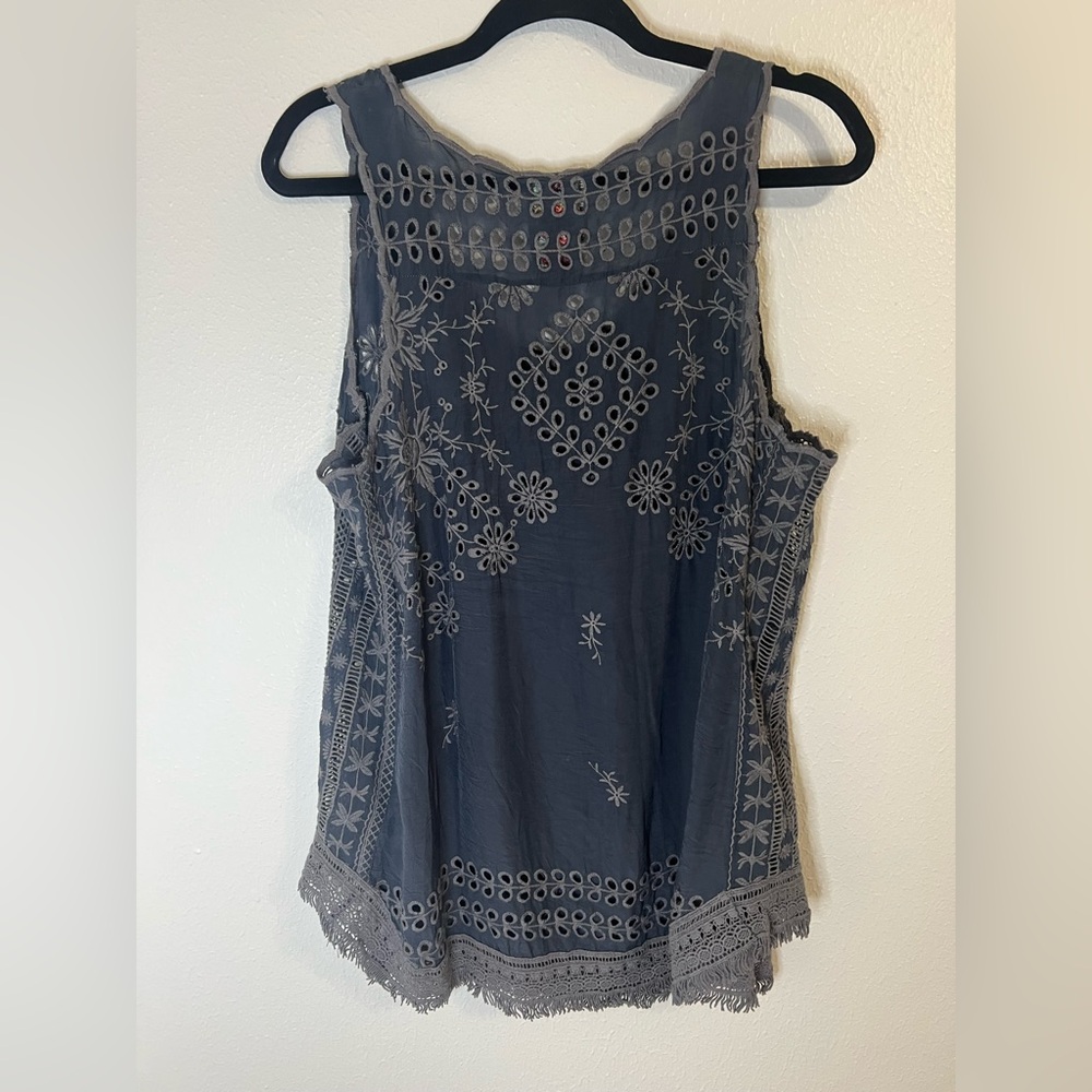 Johnny Was Charcoal Embroidered Blouse - Picture 3 of 3